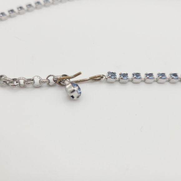 Silver Necklace with Pale Blue Crystal Accents - Picture 6 of 7